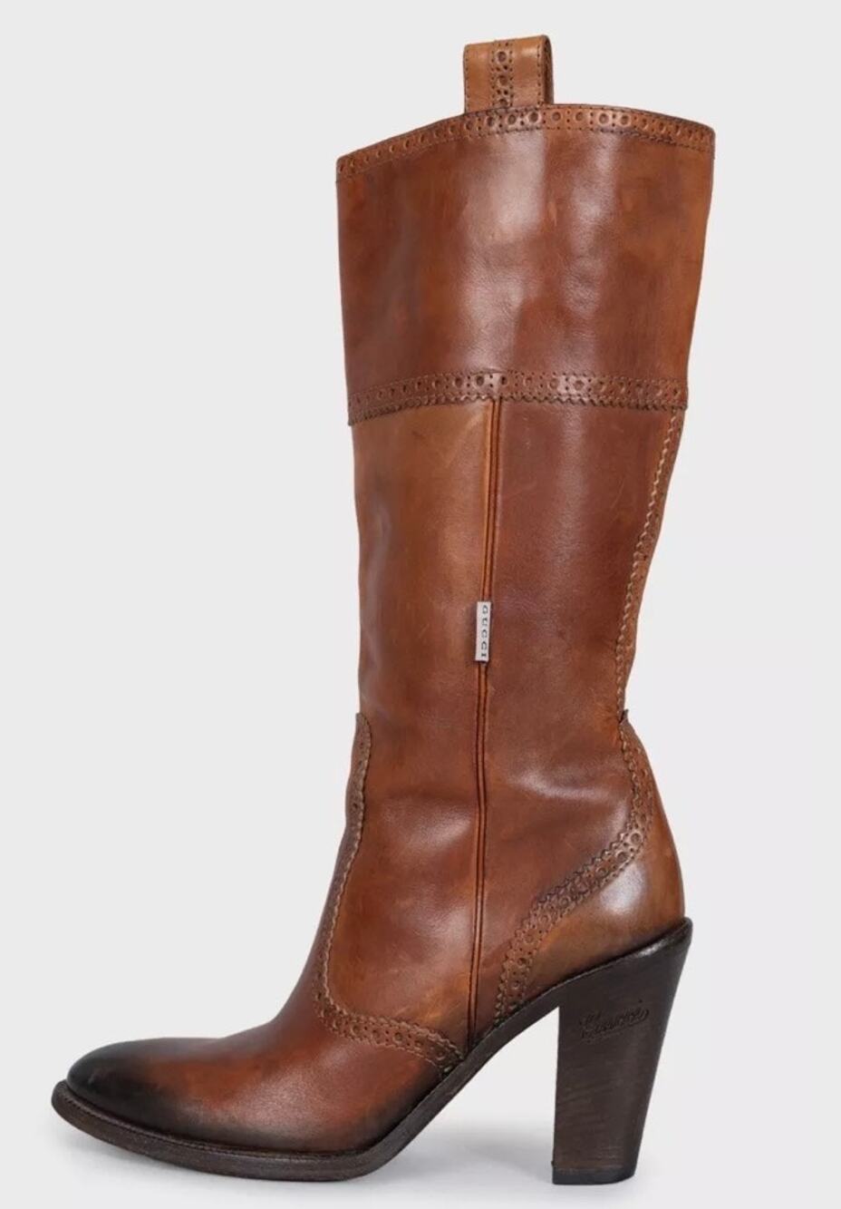 Gucci Brown Leather Logo Boots - EU 37